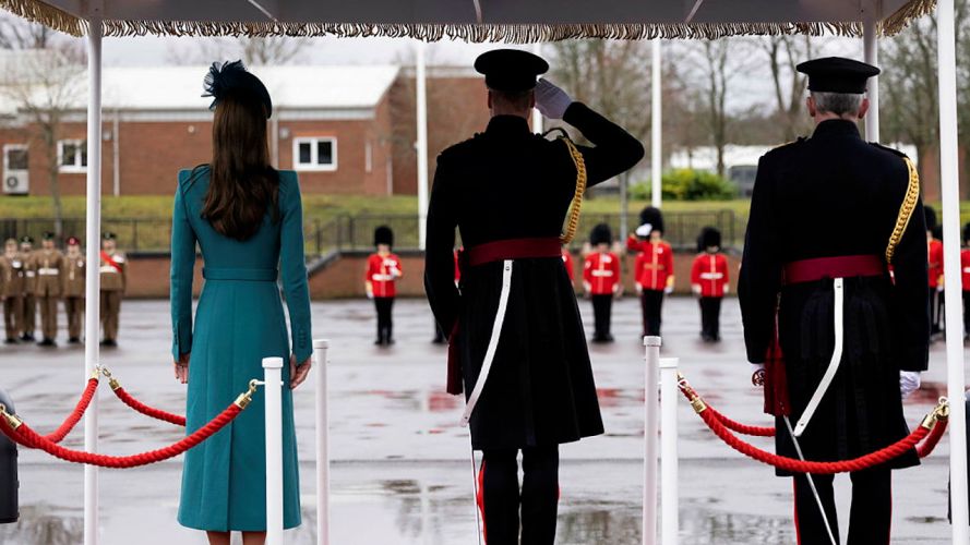 The Prince and Princess of Wales handover duties at St Patrick’s Day with the Irish Guards in Mons Barracks (Picture: MOD).