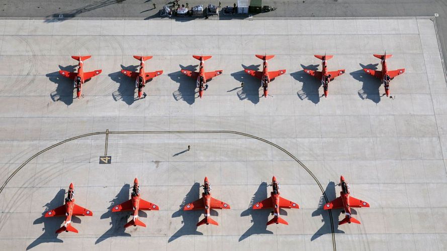 The RAF Red Arrows arrived at RAF Akrotiri to refuel and prepare next journey 28092021 Credit MOD Crown Copyright.jpg