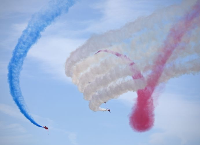 The Red Arrows perform at RIAT 2022 at RAF Fairford 