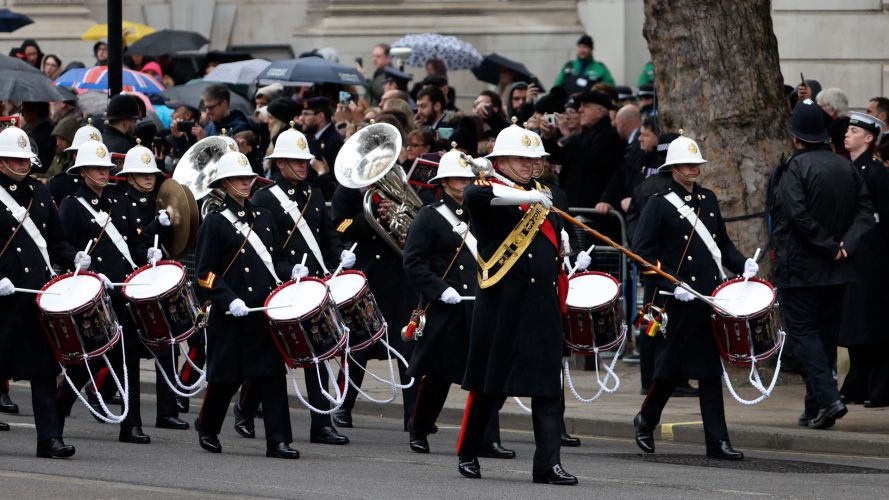 The Royal Marines Band Service march down Whitehall on Remembrance Sunday (Picture: MOD).