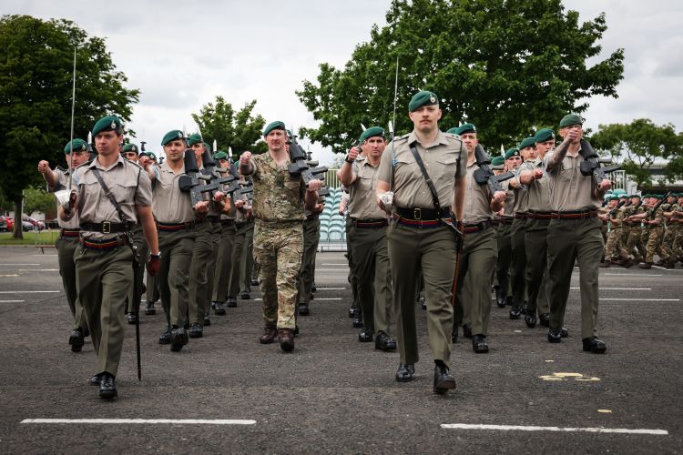 The Royal Navy State Ceremonial Team are putting Royal Navy Personnel through their paces at HMS COLLINGWOOD in Fareham, Hampshire 30th May 2022 ahead of the Queens Platinum Jubilee Pageant in London on Sunday