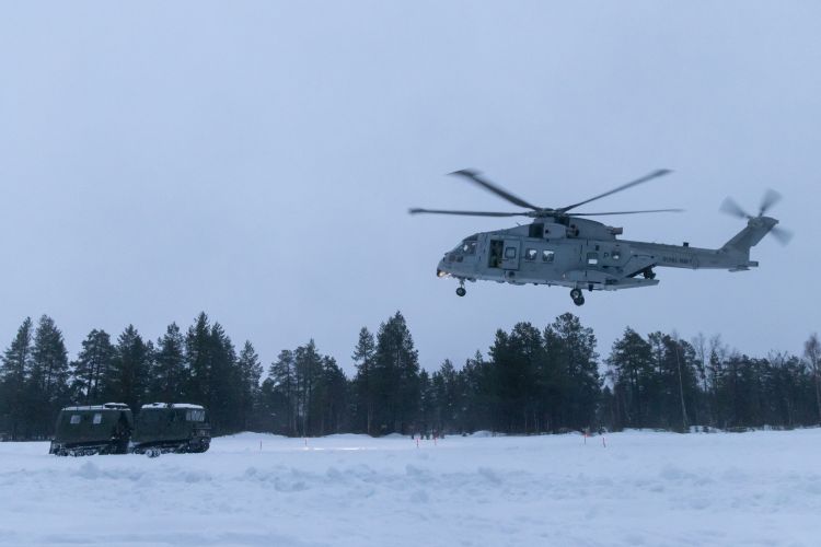 One of the helicopters used by the Commando Force flying during Operation Clockwork (Picture: Royal Navy).