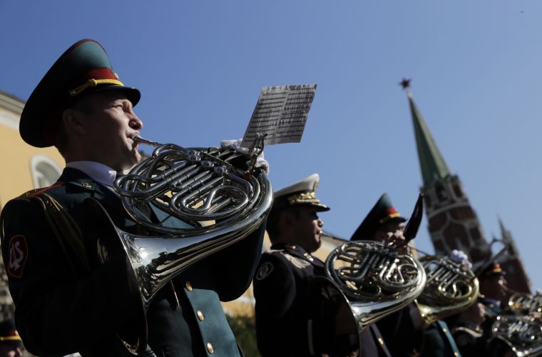 The Russian National Guard and the Japan Ground Self-Defence Force at Spasskaya Tower Festival 2019, Moscow (Picture: PA).