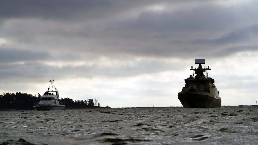 The formidable silhouette of FNS Hamina (right) with HMS Puncher off Helsinki (Picture: MOD) The formidable silhouette of FNS Hamina (right) with HMS Puncher off Helsinki