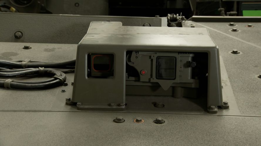 The driver's vision sight allows the vehicle to be driven with the hatches closed The site on top of an Ajax vehicle 161123 CREDIT BFBS.jpg