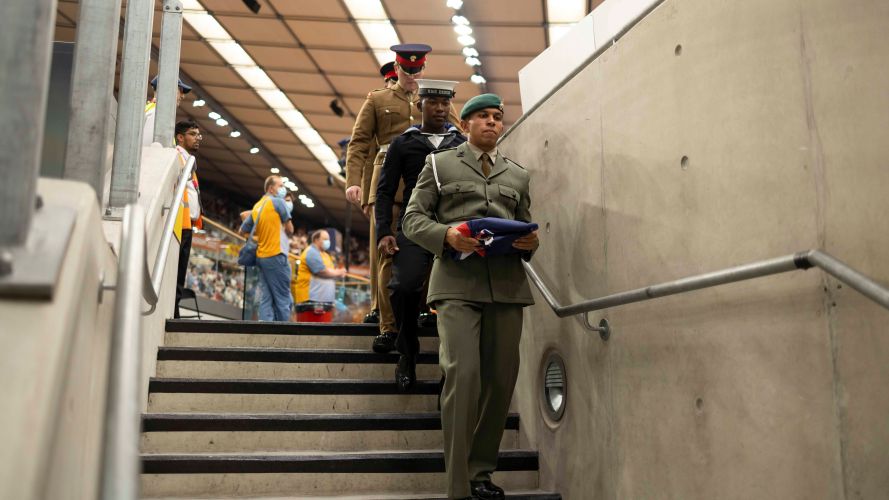 Triservice members had the honor of being part of the Medal's ceremony and raising the flags at the Commonwealth Games 01082022 CREDIT MOD Crown Copy.jpg