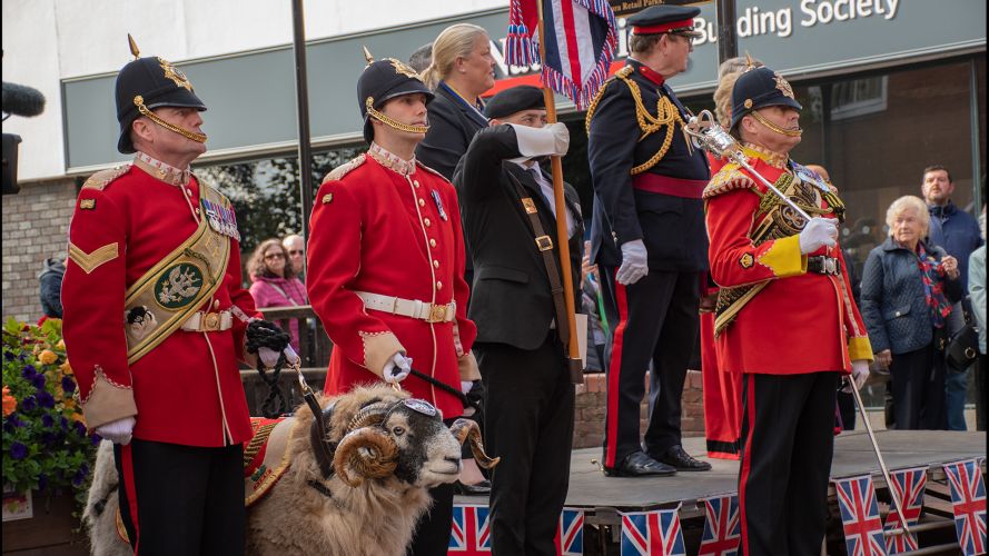 Troops taking part in 1 Mercian's first parades since the merging of 1st and 2nd Battalion 