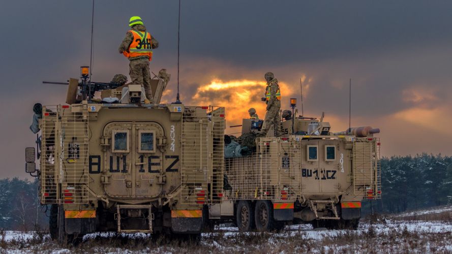 Two Mastiffs within the Queens Royal Hussars (QRH) battlegroup conduct live firing training 20012023 CREDIT MOD Crown Copyright.jpg