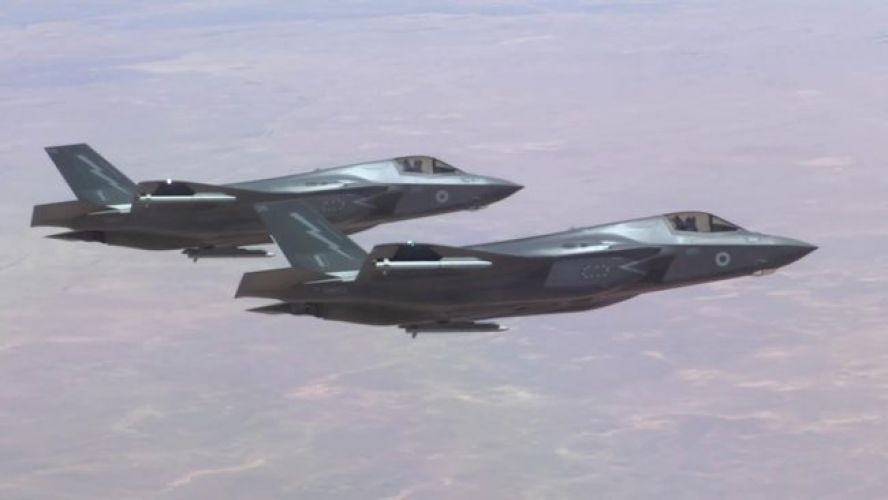 Two Royal Air Force F-35B Lightnings conducting sorties, from HMS Queen Elizabeth, in support of Operation SHADER across the Middle East