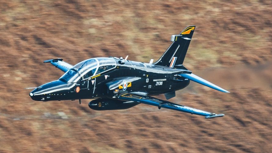 Two Royal Air Force Hawk T2s from RAF Valley have conducted a low-level training sortie through the iconic Mach Loop 23022023 CREDIT RAF
