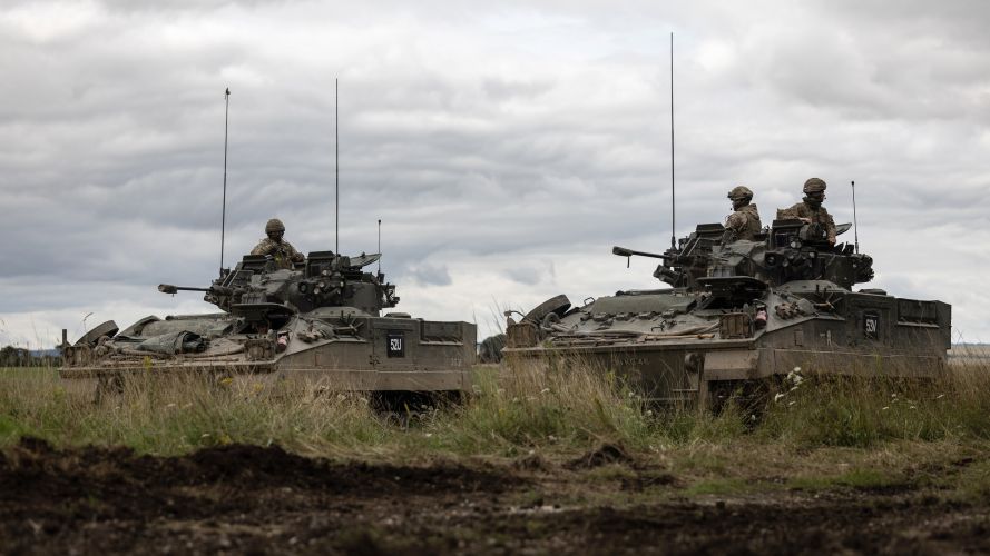 Two Warrior vehicles debrief after an attack Exercise IRON CYCLONE 28072023 CREDIT MOD.jpg