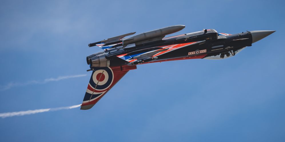 The Typhoon display team flies upside down