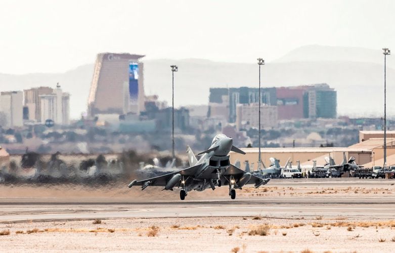 Typhoon take off for the first mission of Exercise Red Flag 25