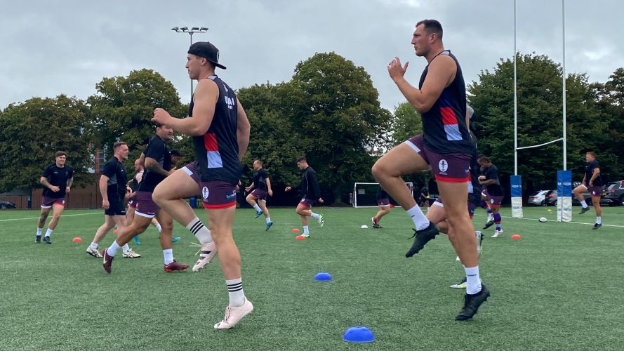 UKAF players do drills in training at HMS Temeraire before IDRC in France
