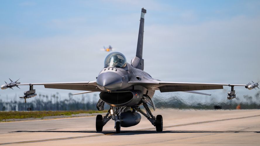 After Hurricane Michael destroyed Tyndall, the Department of Defence rebuilt it for its unique airspace (Picture: US Department of Defence) US Air Force F-16C Fighting Falcon pilot Exercise Checkered Flag Runway CREDIT US DEPT DEFENSE