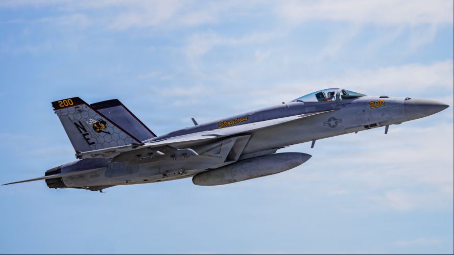 A US Navy F/A-18E Super Hornet was one of the 14 military units taking part (Picture: US Department of Defence) US Navy FA 18E Super Hornet Exercise Checkered Flag CREDIT US DEPT DEFENSE