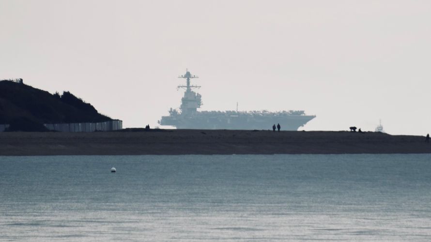 US Navy's newest aircraft carrier, USS Gerald R Ford, anchors in the Solent 14112022 CREDIT Amy Savage, @AmzJS13.jpg