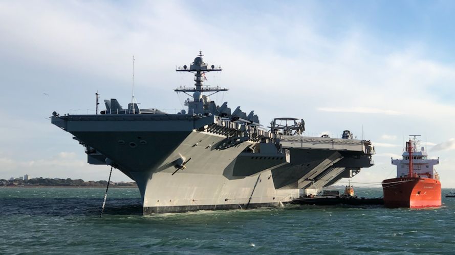 USS Gerald R Ford off the UK coast