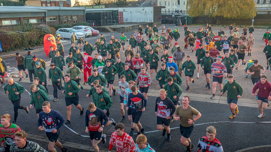 Welsh Guards Christmas fancy dress PT session 2 111222 CREDIT WELSH GUARDS