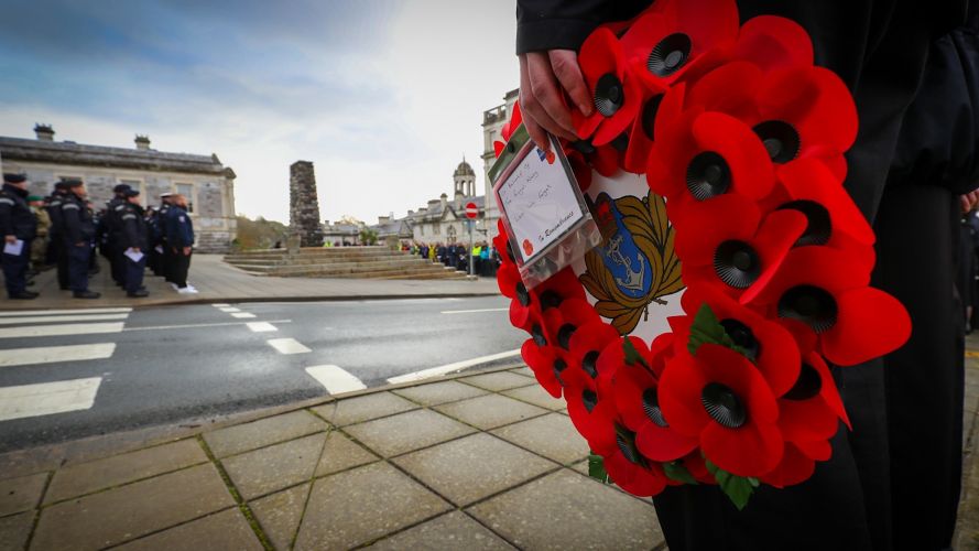 A wreath in focus at HMNB Devonport (Picture: Royal Navy).