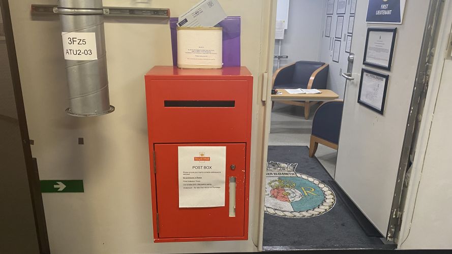 A postbox on HMS Queen Elizabeth.