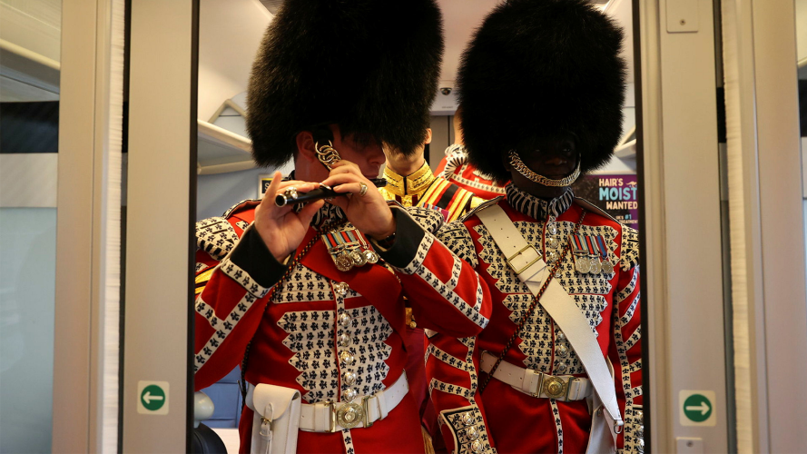 The majority of Armed Forces personnel participating in the Coronation procession travelled to London via train overnight, arriving at Waterloo Station