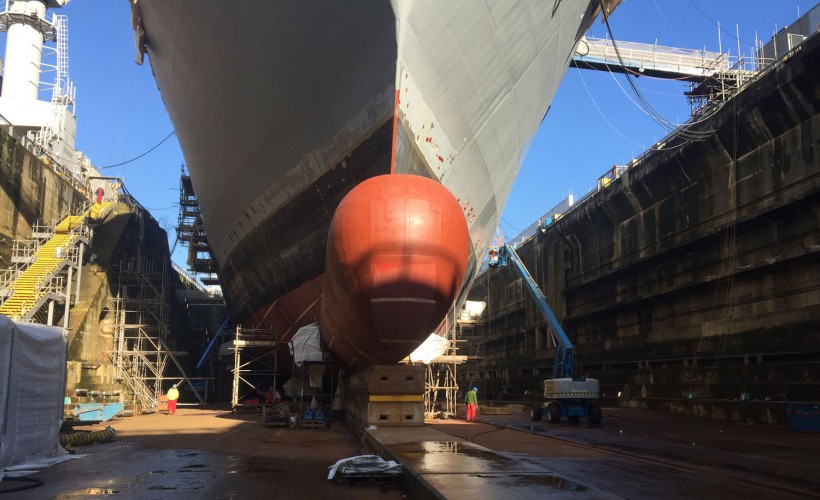 The ship in dry dock