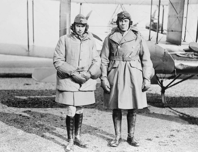 © IWM (Q 35044) HRH Captain Prince Albert flies to France. Prince Albert and Major Greig in flying kit.