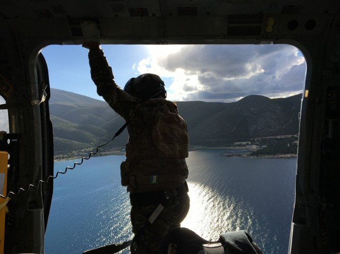 Albanian Mountains as seen on board a green Merlin, en route from HMS Bulwark to RFA Mount’s Bay