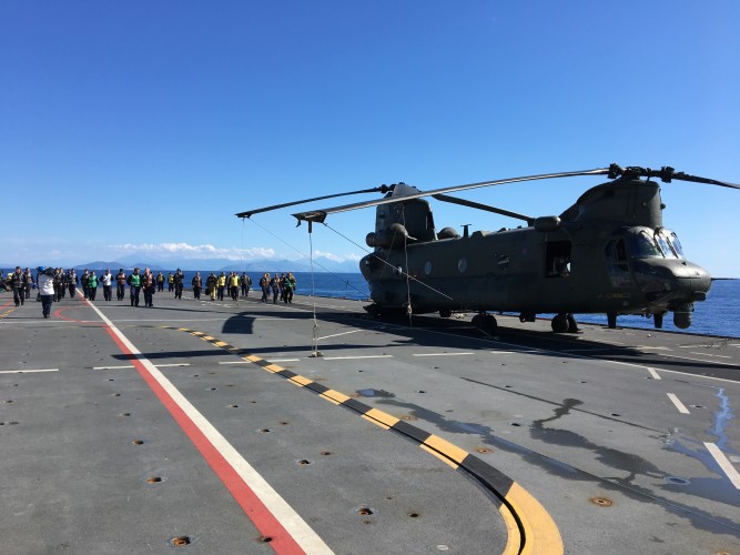 FOD plod (Foreign Object Damage walk) on HMS Ocean - aka picking up any rubbish that could fly into a helicopter's rotor blades    ...