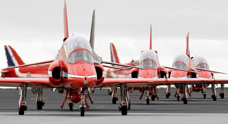 This image was submitted as part of the RAF Photographers Photographic Competition 2005.

Red Arrows preparing to take off from RAF Marham.

Photo Crown Copyright 2005