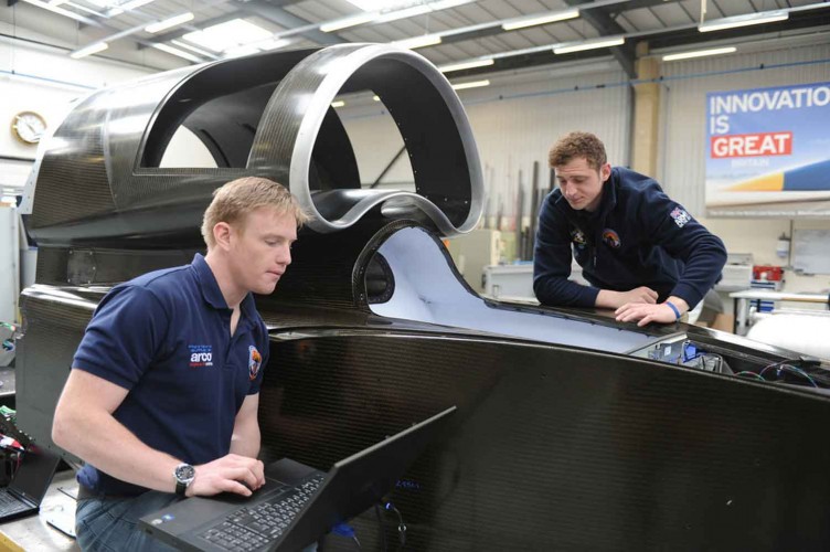Reservist Sgt Kevin Murray & LCpl Luke Taylor working alongside the Bloodhound Supersonic Car.