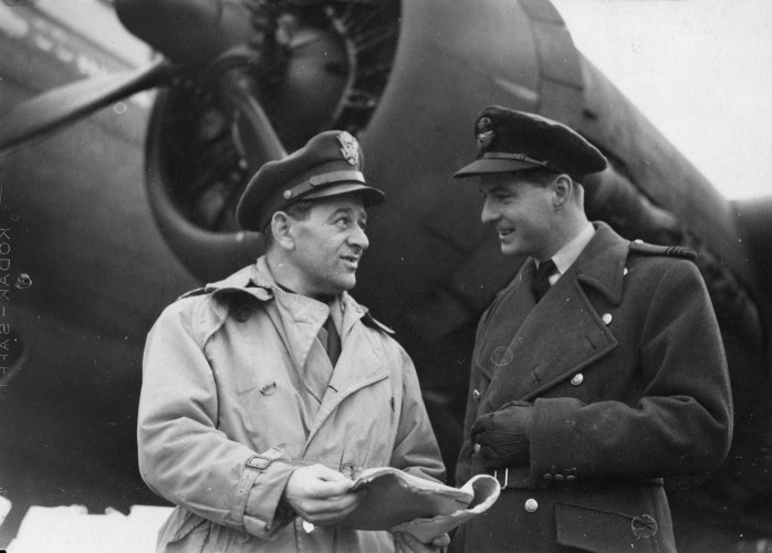 Ben Hur director William Wyler with Terence Ratigan. Wyler flew bombing missions on the Memphis Belle while making a documentary.