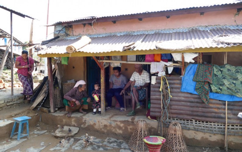 Rifleman Kul Bahadur Gurung with his family