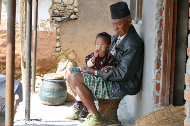 Rifleman Kul Bahadur Gurung with his family