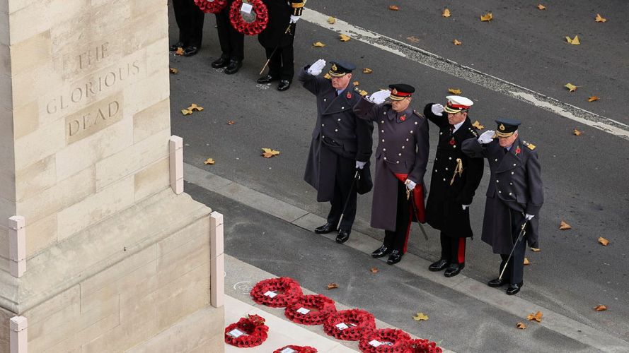 The defence service chiefs salute after laying their wreaths, from left, Chief of the Defence Staff, Air Chief Marshal Sir Rich Knighton, Chief of the Naval Staff, General Sir Gwyn Jenkins, Chief of the General Staff, General Sir Roly Walker, and Chief of the Air Staff, Air Marshal Harv Smyth (Picture: MOD) 09112025 Chief of the Defence Staff Air Chief Marshal Sir Rich Knighton, First Sea Lord and Chief of the Naval Staff Gen Sir Gwyn Jenkins, Chief of the General Staff Gen Sir Roly Walker, Chief of the Air Staff Air Chief Marshal Harv Smyth MOD