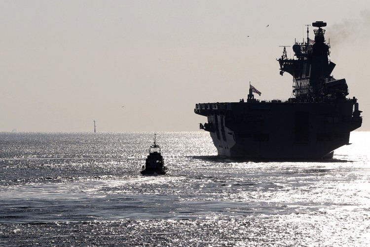 HMS Ocean arrives for the last time