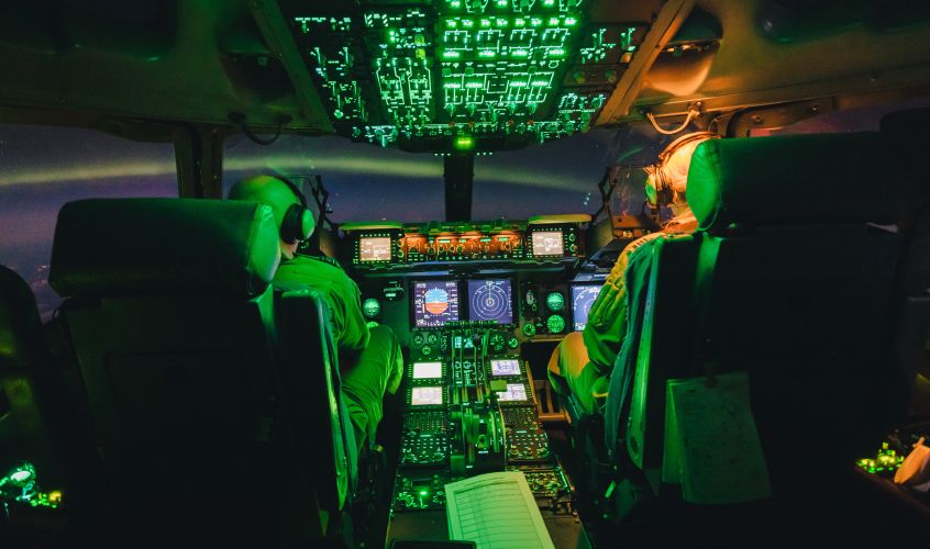 northern lights captured by RAF C17 globemaster during Norway flight