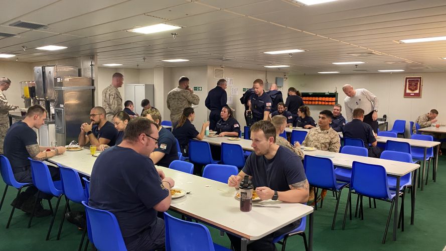 The Junior Ratings dining hall on HMS Queen Elizabeth.