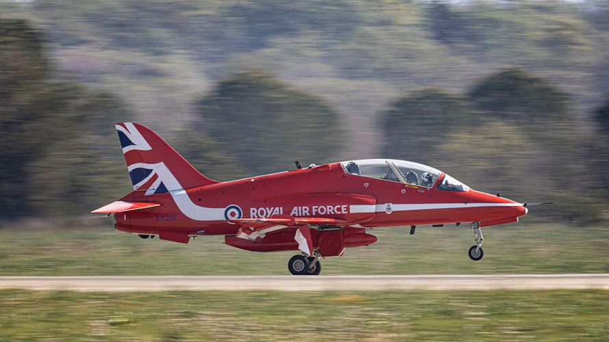 One of the Royal Air Force' Red Arrow aircraft taking off during ex spring hawk 23 (Picture: MOD).
