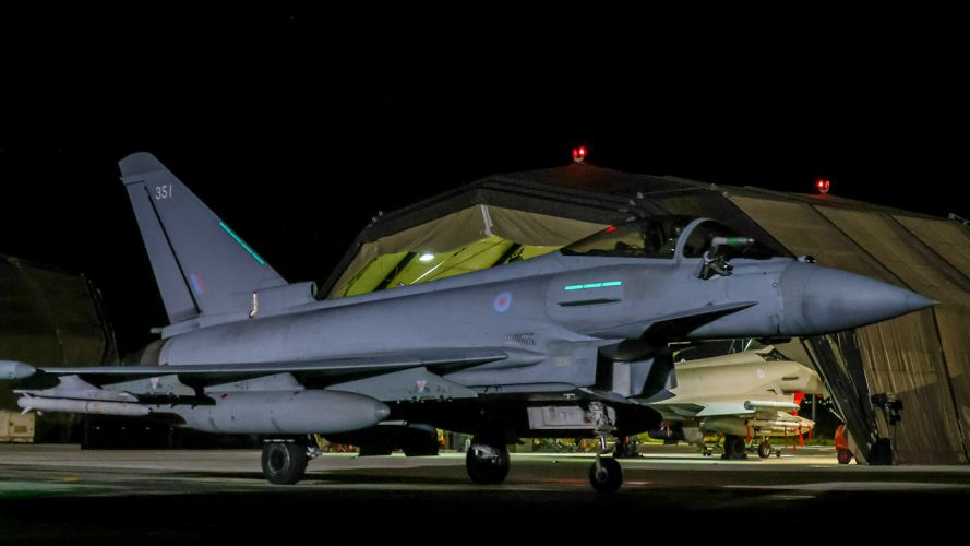 RAF Typhoon and Voyager aircraft return to RAF Akrotiri after air strikes against the Houthis as part of a joint US led coalition to conduct air strikes against the Houthis of Yemen in defence of the International freedom of navigation rights in the Red Sea (Picture: MOD).