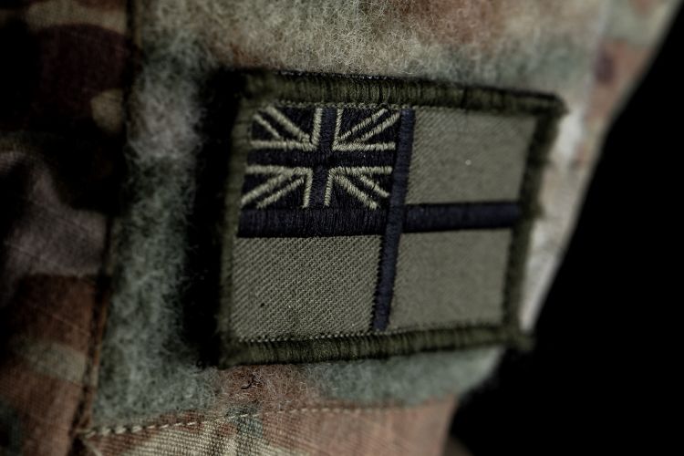 Tactical white ensign shows Royal Marines are part of Royal Navy