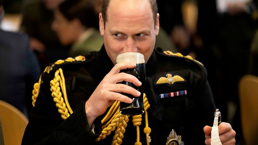 The Prince of Wales enjoying a pint of Guinness on St Patrick's Day 2023 (Picture: MOD).