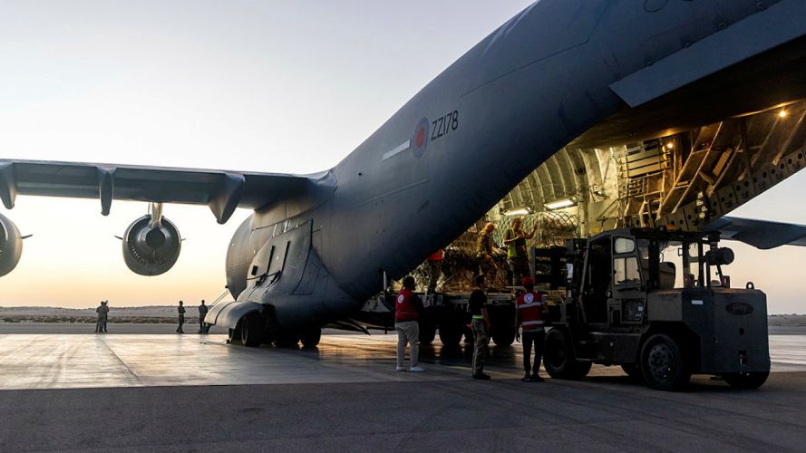 The RAF continues to deliver on the UK’s commitment to helping those in need by operating flights into the region to provide urgent humanitarian support which will save civilian lives (Picture: MOD).