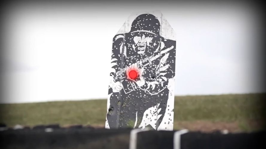 A look through the scope of the KS-1 rifle in Scotland whilst being used by the Royal Marines.