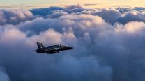 'Head in the Clouds'-AS1 Muir. A Hawk T2 aircraft, on a training sortie 20012022 CREDIT MOD Crown Copyright
