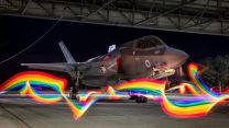 'Lightning Pride' - Sgt Malthouse. F35 with rainbow ribbon lighting to celebrate UK LGBTQ+ history monthat RAF Marham 26012022 CREDIT MOD Crown Copyright
