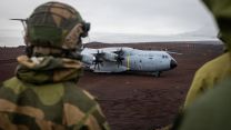 An RAF A400M lands on Jan Mayen, a volcanic island situated 1,000 km west of Norway (Picture: DVIDS)