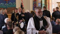 HRH the Duke of Edinburgh delivers a speech at St Barbara’s Church