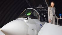 Catherine looks at the tip of an RAF Typhoon (Picture: PA)